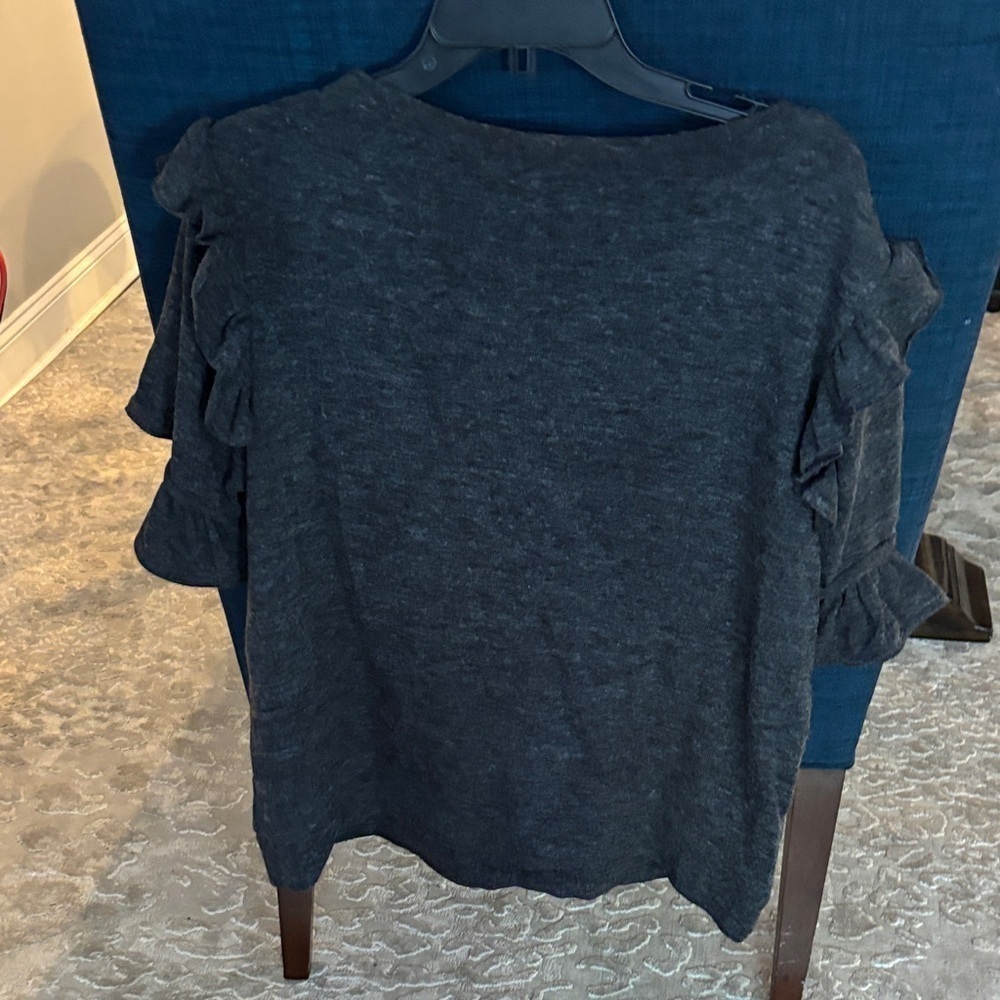 William Rast Dark Gray Ruffle Sleeve Top - Picture 6 of 6